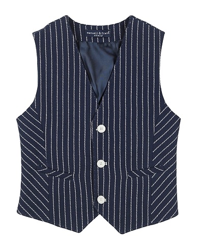 MANUELL & FRANK Waistcoat Navy blue 50% Linen, 30% Cotton, 20% Polyester