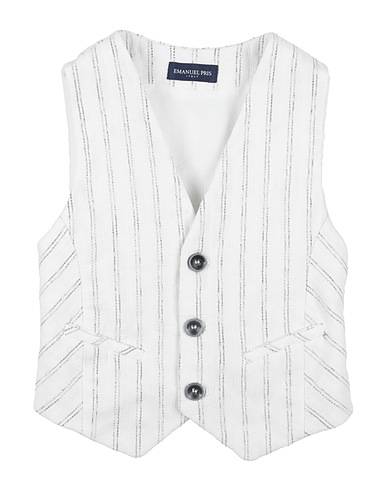 EMANUEL PRIS Waistcoat Off white 70% Cotton, 22% Polyester, 8% Linen