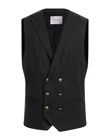 OFFICINA 36 Waistcoat Black 55% Linen, 45% Viscose