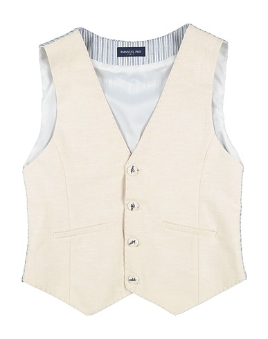 EMANUEL PRIS Anzugweste Beige 45% Baumwolle, 30% Polyester, 20% Leinen, 5% Andere Fasern