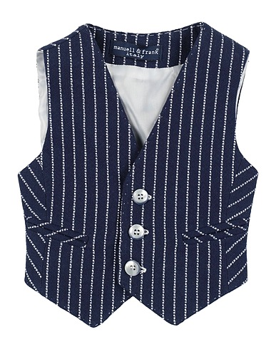 MANUELL & FRANK Waistcoat Navy blue 50% Linen, 30% Cotton, 20% Polyester