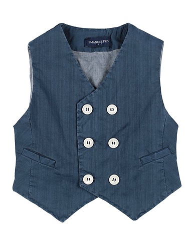 EMANUEL PRIS Waistcoat Blue 97% Cotton, 3% Elastane