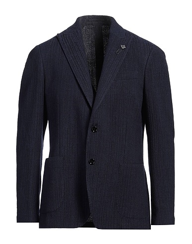 LARDINI Blazer Midnight blue 57% Wool, 42% Cotton, 1% Elastane