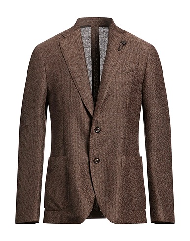 LARDINI Blazer Dark brown 72% Cotton, 28% Linen