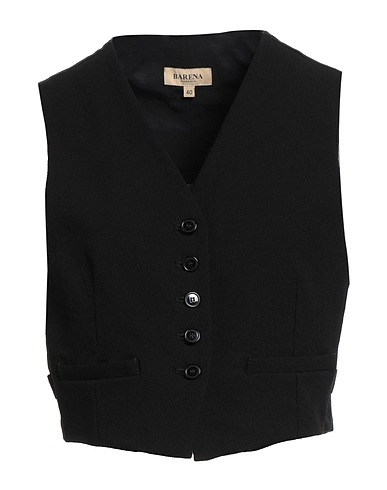 BARENA Waistcoat Black 64% Cotton, 34% Viscose, 1% Elastane, 1% Polyamide