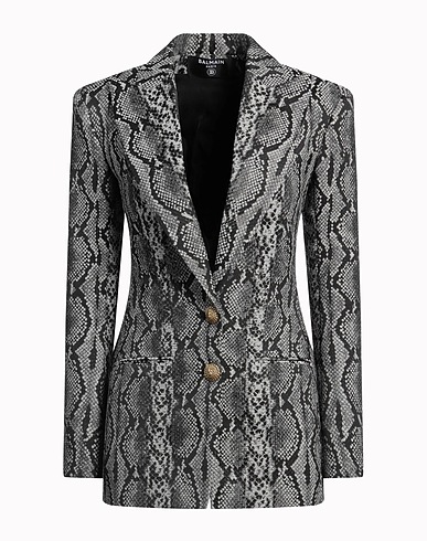 BALMAIN Blazer Grey 66% Polyester, 32% Cotton, 2% Other Fibres