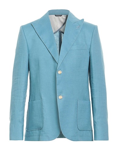 GREY DANIELE ALESSANDRINI Blazer Light blue 100% Linen