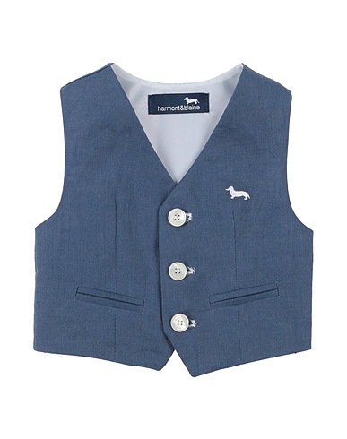 HARMONT & BLAINE Waistcoat Slate blue 100% Linen