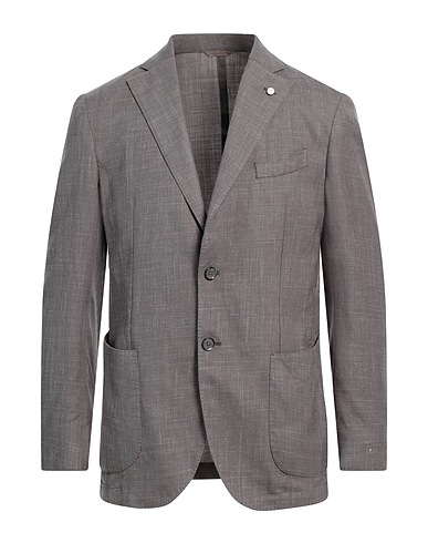 LUIGI BIANCHI Mantova Blazer Grey 70% Virgin Wool, 21% Polyamide, 9% Linen