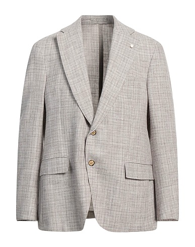 LUIGI BIANCHI Mantova Blazer Beige 46% Virgin Wool, 43% Cotton, 11% Linen