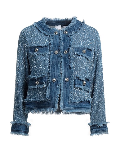 PINKO Denim jacket Blue 100% Cotton, Acrylic, Polyamide