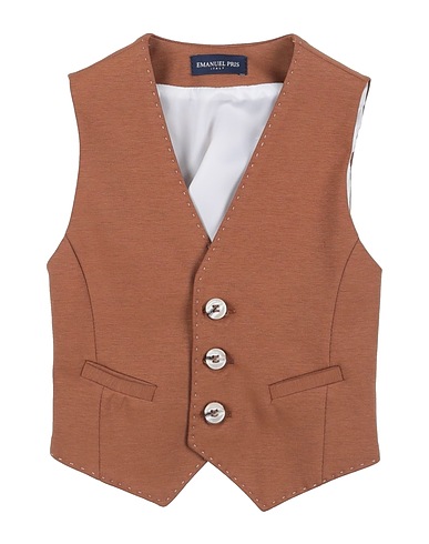 EMANUEL PRIS Waistcoat Brown 56% Cotton, 37% Polyamide, 7% Elastane