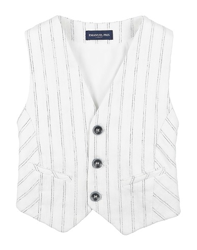 EMANUEL PRIS Waistcoat White 70% Cotton, 22% Polyester, 8% Linen