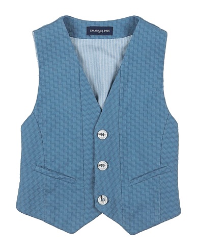 EMANUEL PRIS Waistcoat Slate blue 98% Cotton, 2% Elastane