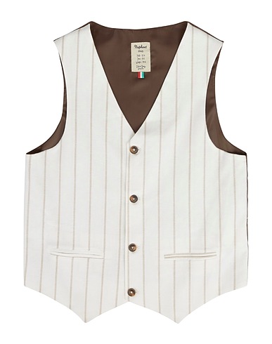 NUPKEET Panciotto Bianco 55% Lino, 45% Viscosa, Poliestere