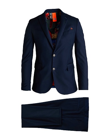 BHARNABA Suits Midnight blue 83% Polyester, 15% Viscose, 2% Elastane