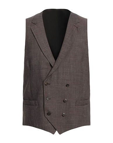 LUIGI BIANCHI Mantova Waistcoat Dark brown 74% Virgin Wool, 20% Silk, 6% Linen
