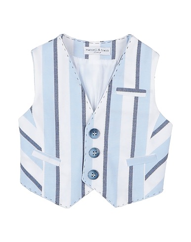 MANUELL & FRANK Waistcoat Sky blue 54% Cotton, 46% Polyester