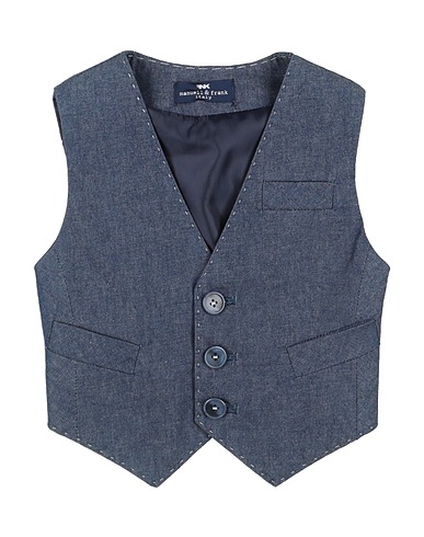 MANUELL & FRANK Waistcoat Slate blue 98% Cotton, 2% Elastane
