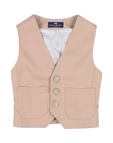 MANUELL & FRANK Waistcoat Beige 98% Cotton, 2% Elastane