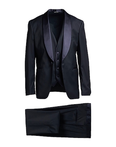 TONELLO Suits Black 99% Virgin Wool, 1% Elastane