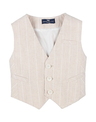 MANUELL & FRANK Waistcoat Beige 70% Cotton, 22% Polyester, 8% Linen
