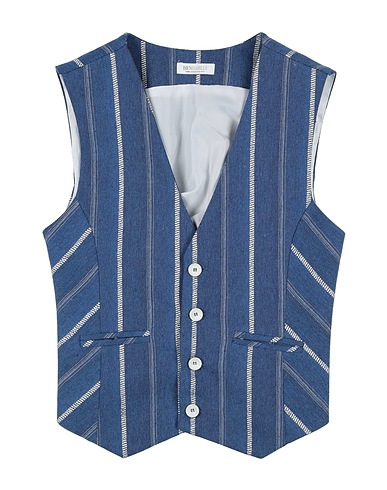 BIEN HABILLE Anzugweste Blau 70% Baumwolle, 22% Polyester, 8% Leinen