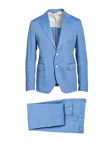 BRIAN DALES Suits Light blue 60% Linen, 40% Wool