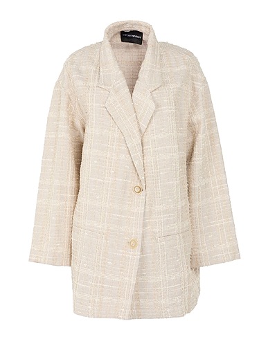 EMPORIO ARMANI Blazer Beige 90% Cotton, 6% Linen, 3% Polyamide, 1% Polyester