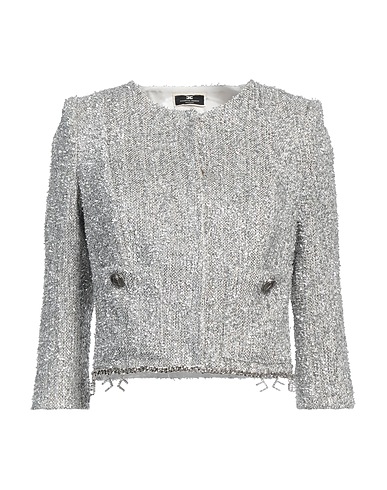 ELISABETTA FRANCHI Jacket Silver 52% Viscose, 30% Metallic Polyester, 12% Polyester, 6% Cotton, Acetate