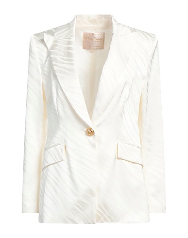 W LES FEMMES by BABYLON Blazer White 68% Acetate, 32% Polyester
