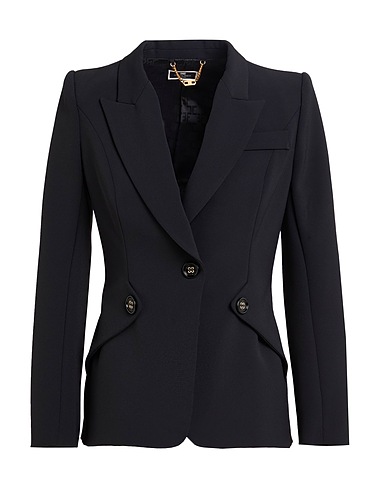 ELISABETTA FRANCHI 자켓 블랙 96% 폴리에스테르, 4% 엘라스테인