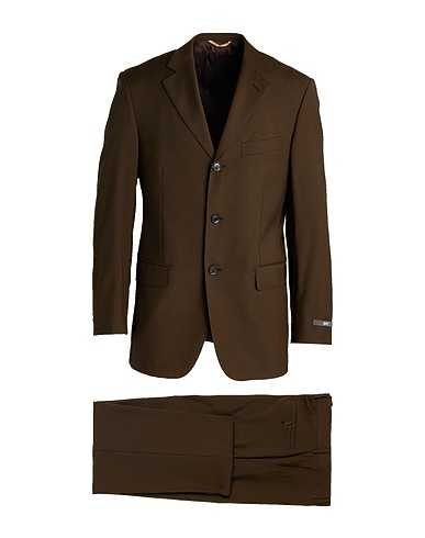 REPORTER Suits Dark brown 100% Merino Wool