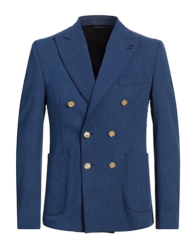 GREY DANIELE ALESSANDRINI Blazer Blue 70% Polyester, 24% Viscose, 6% Elastane