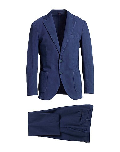 SANTANIELLO Suits Navy blue 77% Cotton, 23% Linen