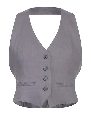 JUCCA Waistcoat Grey 62% Linen, 35% Viscose, 3% Elastane