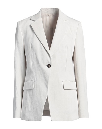 BRUNELLO CUCINELLI Blazer Light grey 80% Cotton, 20% Linen, Brass