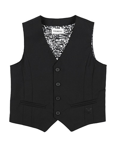 BIKKEMBERGS Waistcoat Black 89% Polyester, 7% Viscose, 4% Elastane