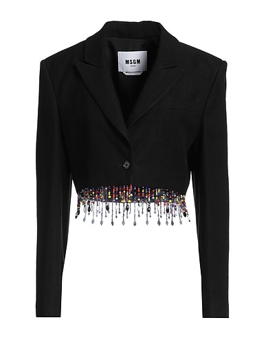 MSGM Blazer Black 67% Viscose, 33% Linen, Glass, Polyester