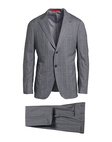 ISAIA Suits Grey 93% Wool, 5% Silk, 2% Elastane