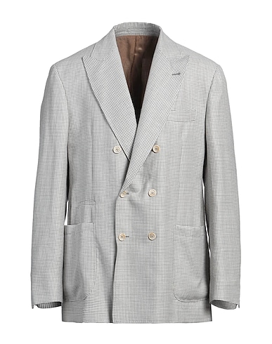 BRUNELLO CUCINELLI Blazer Light grey 49% Wool, 38% Linen, 9% Silk, 4% Ramie