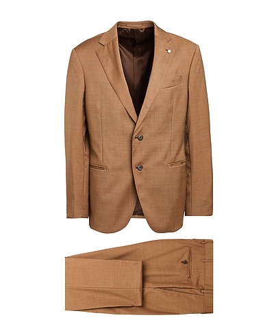 LUIGI BIANCHI Mantova Suits Camel 100% Virgin Wool