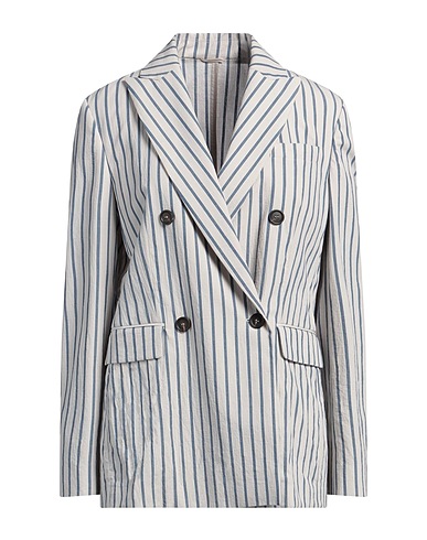 BRUNELLO CUCINELLI Blazer Light grey 95% Cotton, 5% Linen, Ecobrass