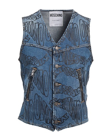 MOSCHINO Waistcoat Blue 98% Cotton, 2% Elastane