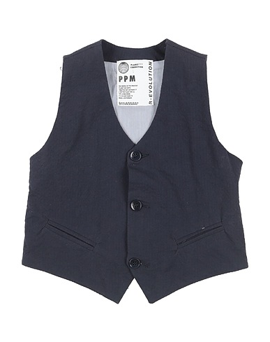 PAOLO PECORA Waistcoat Navy blue 97% Cotton, 3% Elastane