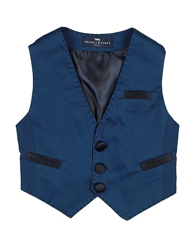 MANUELL & FRANK Suit vest Blue 97% Cotton, 3% Elastane