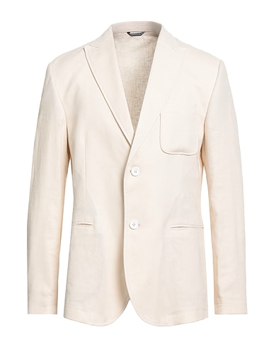 DANIELE ALESSANDRINI HOMME Blazer Cream 55% Linen, 45% Viscose