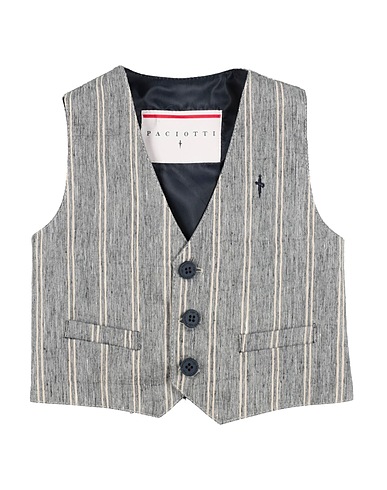 PACIOTTI Waistcoat Navy blue 46% Linen, 33% Polyester, 21% Cotton