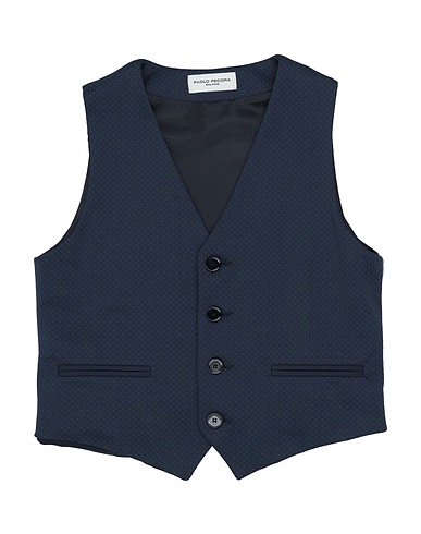 PAOLO PECORA Waistcoat Midnight blue 77% Polyester, 18% Viscose, 5% Elastane