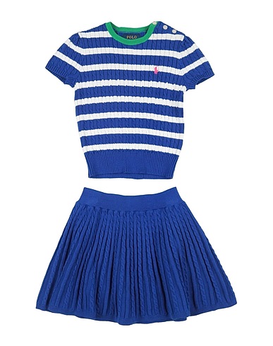 POLO RALPH LAUREN Kids’ co-ord Striped Cotton Sweater & Skirt Set
 Bright blue 100% Cotton